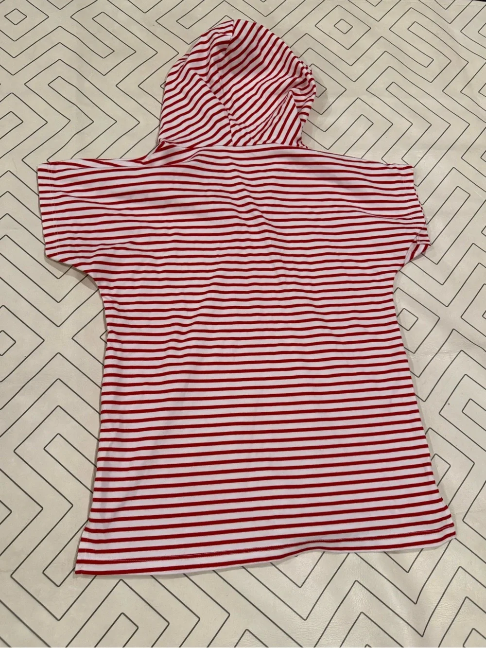 Bella Bliss Kids Red & White Striped Hooded Swim Cover-Up